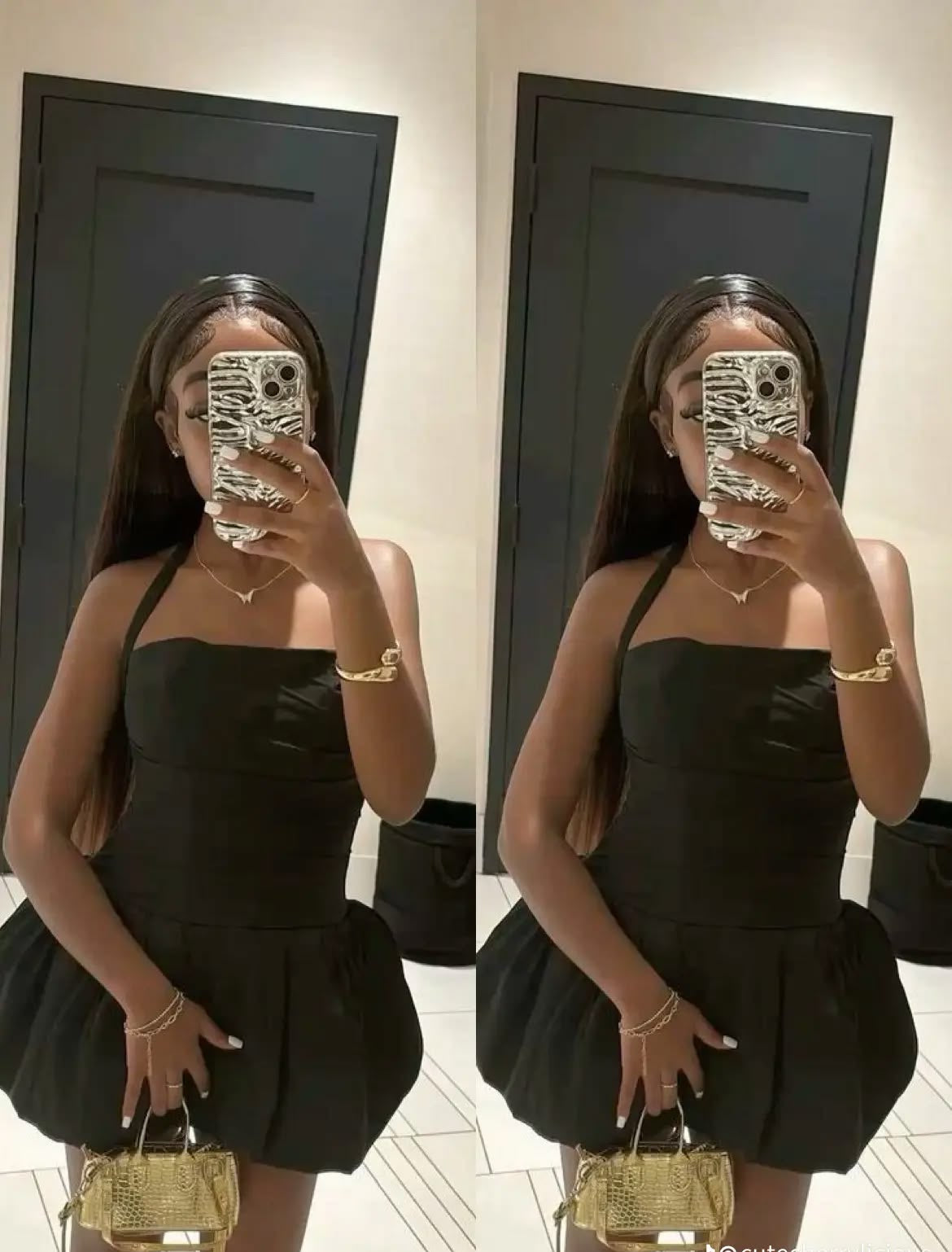 Chic Homecoming Dress Halter Black Pleated Back to School Outfits Party Dress D6732