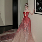 Vintage Gradient Red Sweetheart Strapless Mermaid Design Sexy Prom Dress Evening Dress D1719