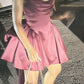 Chic Homecoming Strapless Pleated Back to School Outfits Party Dress D6726