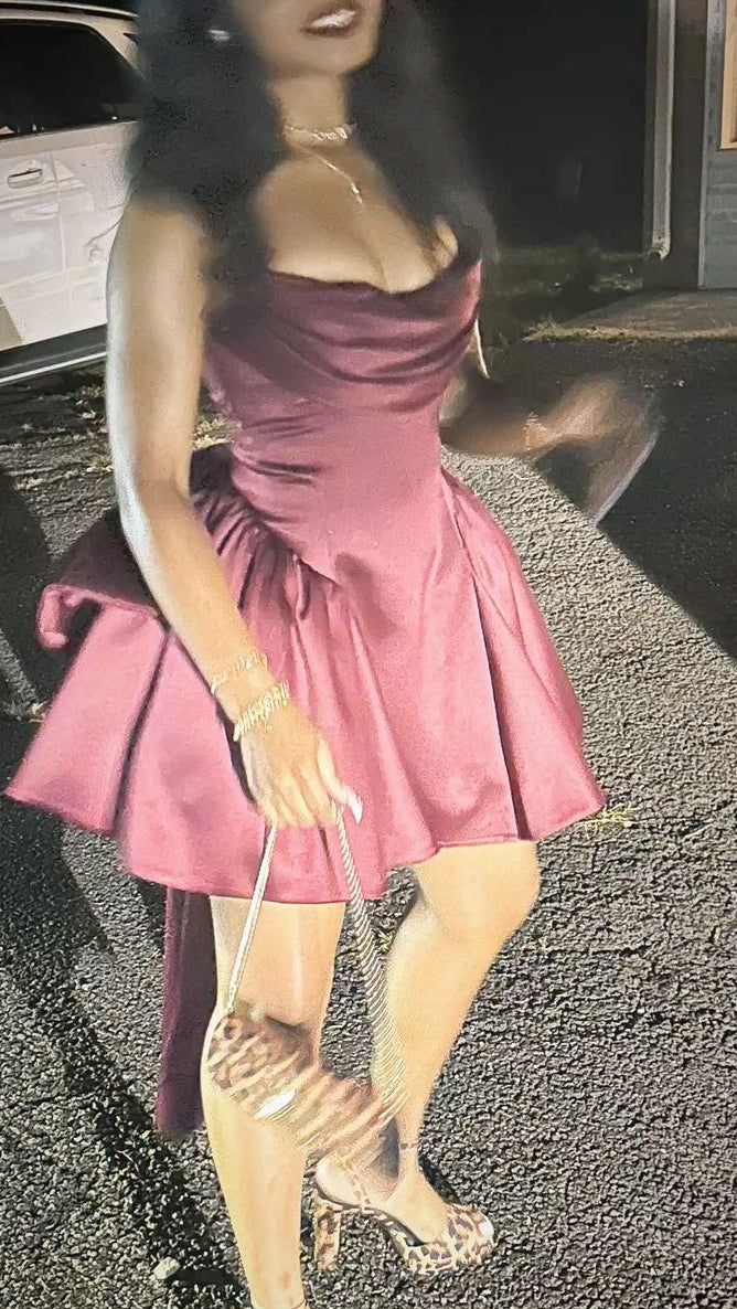 Chic Homecoming Strapless Pleated Back to School Outfits Party Dress D6726