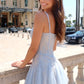 Unique Homecoming Dress Spaghetti Strap Lace Bowknot Back to School Outfits Party Dress D7825