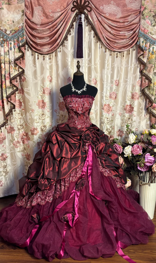 Formal Strapless A-Line Sequins Birthday Ball Gowns Formal Evening Gowns, D1120