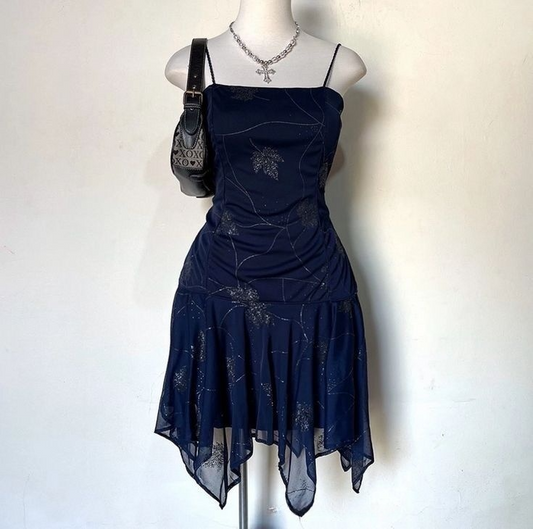 Navy Blue Straps A-Line Chiffon Short Party Dresses Homecoming Dresses, D1222