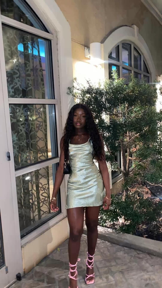 Pretty Straps Sheath Satin Short Party Dresses Homecoming Dresses, D1315