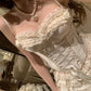 Elegant Homecoming Dress Spaghetti Strap Lace Cascade Dress Back to School Outfits Party Dress  D6401