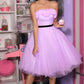 Unique Homecoming Dress Strapless Tulle Back to School Outfits Party Dress D7772