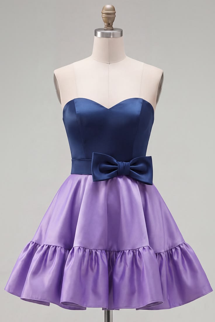 Unique Homecoming Dress Sweetheart Bowknot Back to School Outfits Party Dress D7811