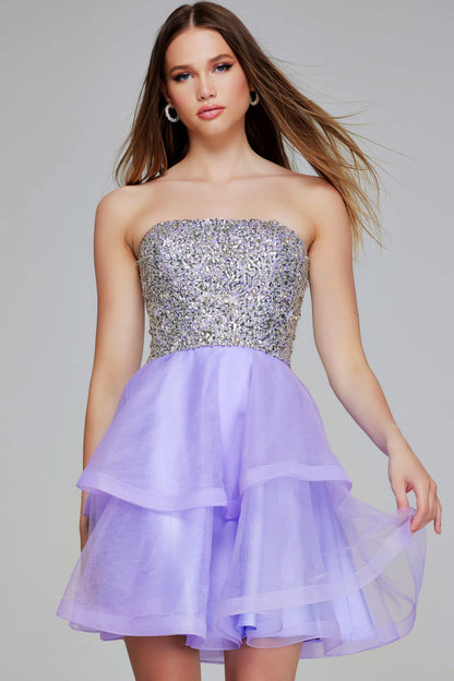 Beauty Homecoming Dress Strapless Tulle Sequins Cascade Back to School Outfits Party Dress D7049