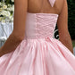 Beauty Homecoming Dress Halter Bowknot Pleated Back to School Outfits Party Dress D7106