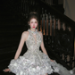 Gorgeous Glittering Silvery Beaded Sequined A-Line Halter Dress Design Party Dress Homecoming Dress D1716