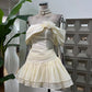 Beautiful Homecoming Dress Strapless Pleated Flower Back to School Outfits Party Dress D7286