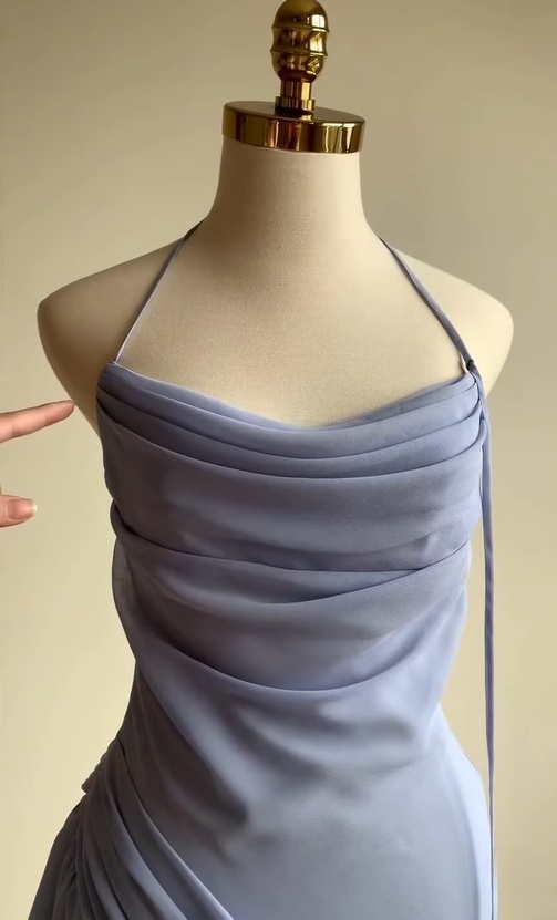 Lilac Halter Sheath Chiffon Short Party Dresses Homecoming Dresses, D1105