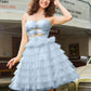Unique Homecoming Dress Sweetheart Flower Tulle Cascade Back to School Outfits Party Dress D7770