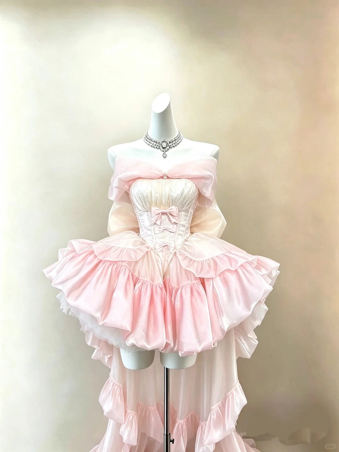New Homecoming Dress Off the Shoulder Bowknot Pearl Cascade Hi-Lo Pleated Back to School Outfits Party Dress Birthday Dress D7543