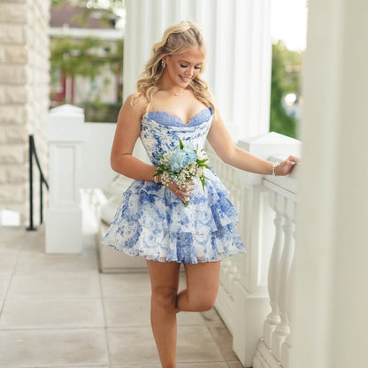 Stunning Homecoming Dress Sweetheart Cascade Pleated Back to School Outfits Party Dress D6822