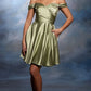 Fashionable Homecoming Dress Off the Shoulder Pleated A-Line Back to School Outfits Party Dress D7863
