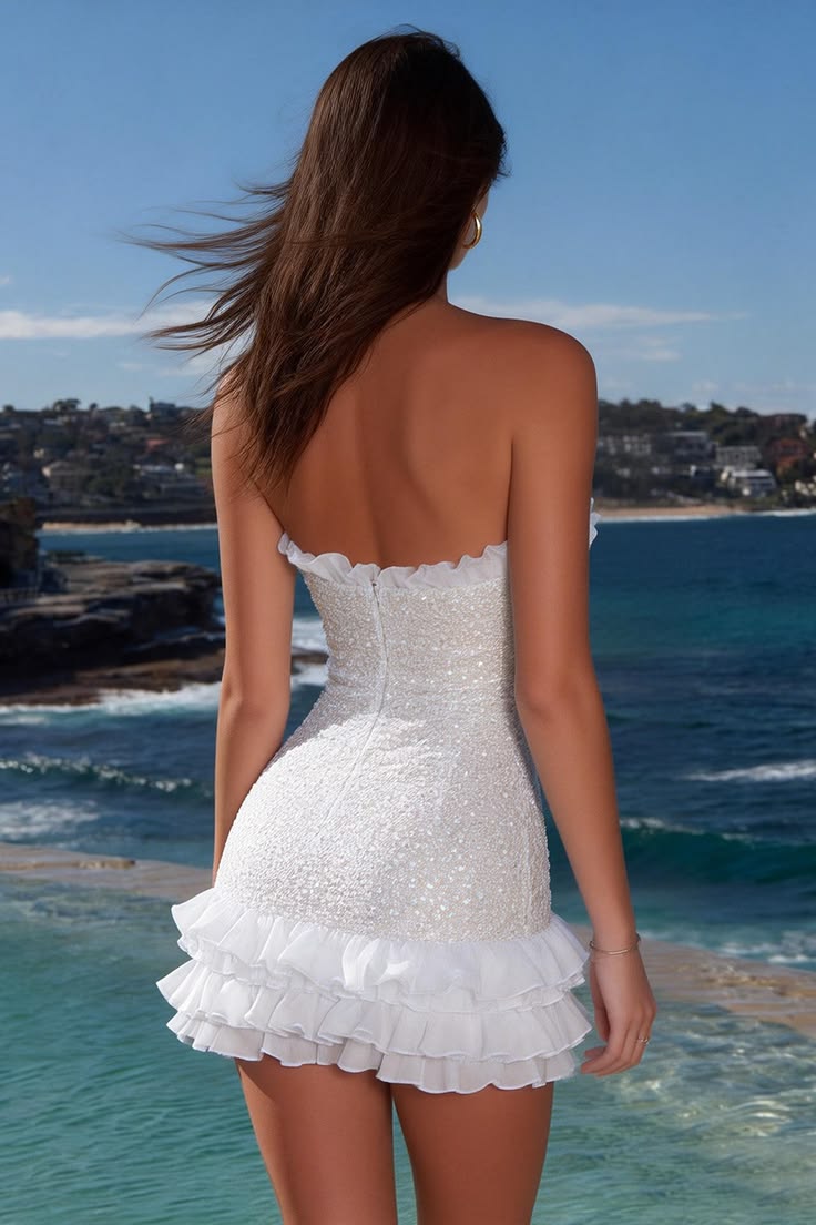 Unique Homecoming Dress Sweetheart A-Line Sequins Flouncing Back to School Outfits Party Dress D7794