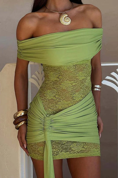 Beautiful Homecoming Dress Off the Shoulder Soutache Hugging Pleated Lace Back to School Outfits Party Dress D7132