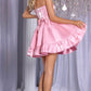 Beauty Homecoming Dress Strapless Rinestone Bowknot Pleated Flouncing Back to School Outfits Party Dress D7104