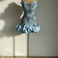 Chic Homecoming Dress Strapless Pleaed Beading Flower Rinestone Back to School Outfits Party Dress  D7400