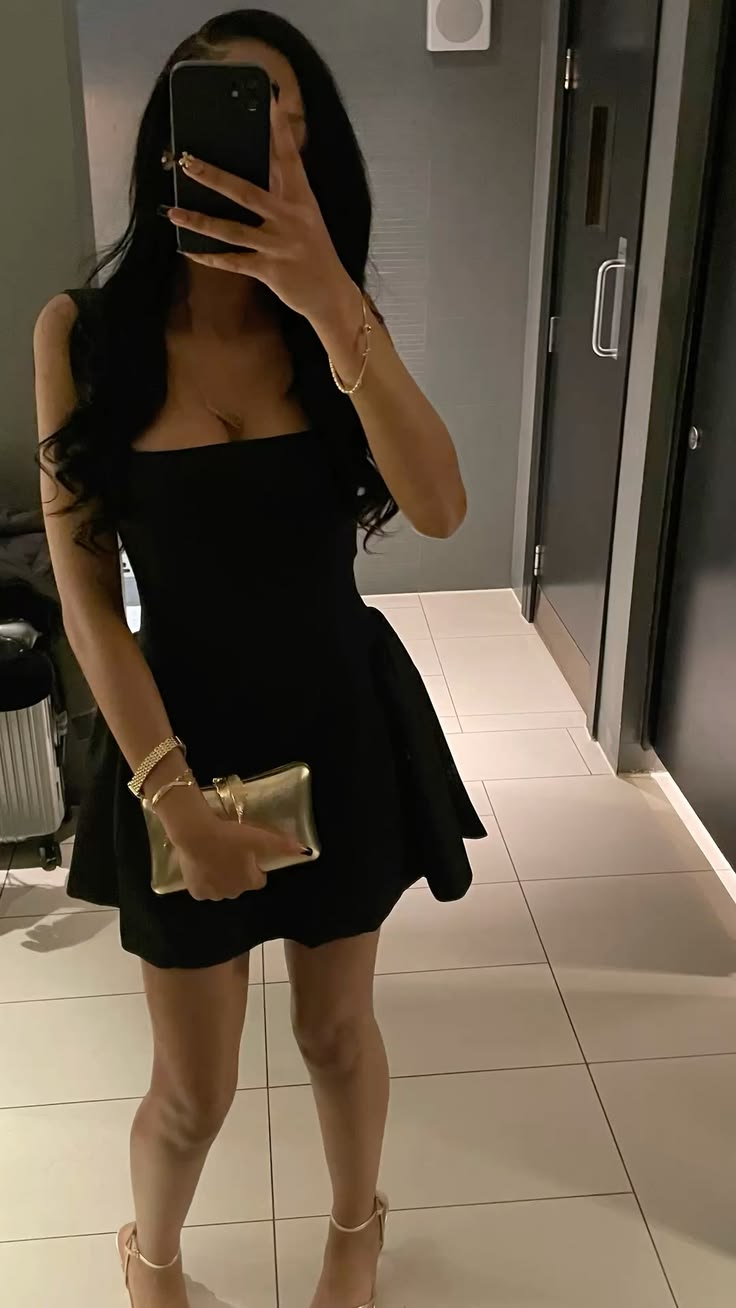Chic Homecoming Square Black Back to School Outfits Party Dress D6724