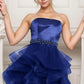 Unique Homecoming Dress Strapless Beaded Organza Cascade Back to School Outfits Party Dress D7763