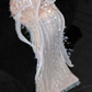 Vintage Sparkling Champagne Sequin Off-the-shoulder Sheath Elegant Chiffon Evening Dress Prom Dresses D1628