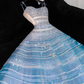 Vintage Sparkling Blue Sequin Sweetheart A-Line Design Tulle Evening Dress Prom Dresses D1635