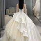 Gorgeous White A-Line Tulle Satin Ball Gown Wedding Dress MD7840