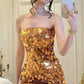 Shiny Homecoming Dress Strapless Sequins Hugging Back to School Outfits Party Dress D7129