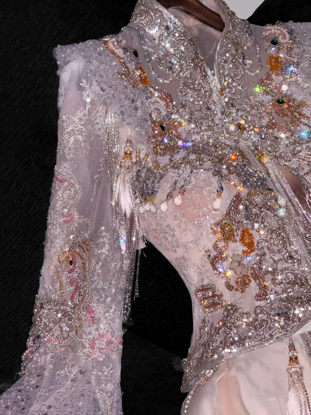 Gorgeous Sparkling Pink Beaded Sequin A-Line Romantic Chiffon Evening Dress Prom Dresses D1631