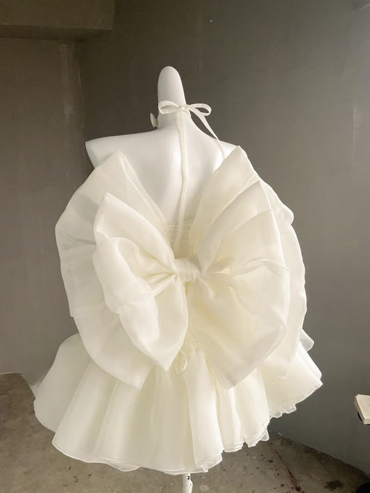 Unique Homecoming Dress Sweetheart Tulle Bowknot Back to School Outfits Party Dress Wedding Dress D7749