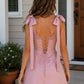 Unique Homecoming Dress Spaghetti Strap Bowknot Rinestone Back to School Outfits Party Dress D7820