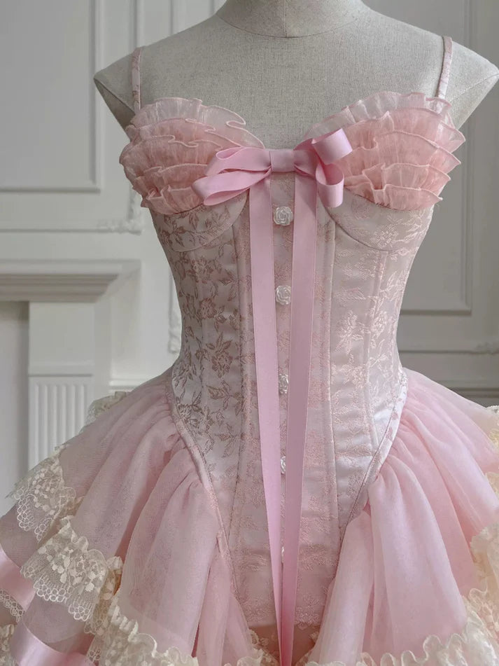 Chic Homecoming Dress Sweetheart Bowknot Pearl Tulle Cascade Back to School Outfits Party Dress Birthday Outfits D7415