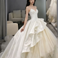 Gorgeous White A-Line Tulle Satin Ball Gown Wedding Dress MD7840