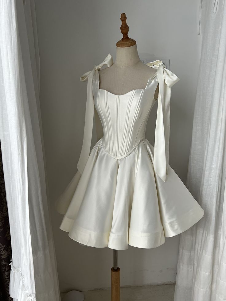 Chic Homecoming Dress Spaghetti Strap Pleated Bowknot Back to School Outfits Party Dress D6731