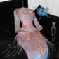 Fashion Sparkling Beaded Sequin Mermaid Elegant Chiffon Evening Dress Prom Dresses D1632