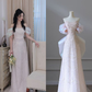 Light Pink Off Shoulder A-Line Sequins Pearls Long Formal Party Dress MD7407