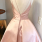 Unique Homecoming Dress Spaghettistrap V Neck Pleated Back to School Outfits Party Dress D7634