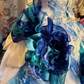 Blue Straps A-Line Floral Printed Retro Long Evening Dress Birthday Ball Gown, D834