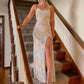Vintage Colorful Applique Spaghetti Strap Floral Design Elegant Bridesmaid Dress Evening Dress Prom Dress D1594