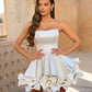 Charming Homecoming Dress Strapless Pleated Bowknot Cascade Back to School Outfits Party Dress  D7328