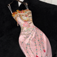 Sparkling Pink Beaded Sequined Design Elegant Mermaid Prom Dress Evening Dress D1694