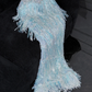 Shiny Light Blue Beaded Sequined Design Mermaid Prom Dress Evening Dress D1689