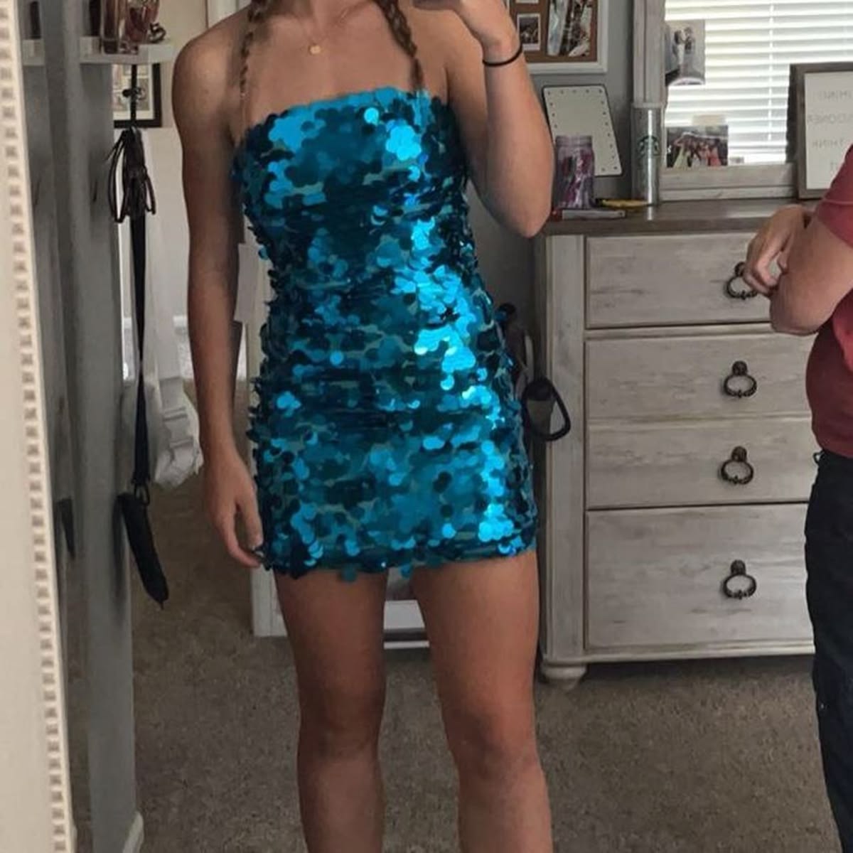Pretty Homecoming Dress Strapless Hugging Sequins Back to School Outfits Party Dress D6710