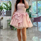Fashionable Homecoming Dress Strapless Bowknot Tulle A-Line Back to School Outfits Party Dress D7832