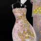 Gorgeous Sparkling Pink Beaded Applique Mermaid Design Exquisite Embroidery Evening Dress Prom Dresses D1639
