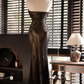 Vintage Black Applique Design Elegant Chiffon Evening Dress Prom Dress D1514