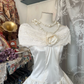 Vintage Ivory Off-the-shoulder Elegant A-Line Satin Long Evening Dress Prom Dresses D1673