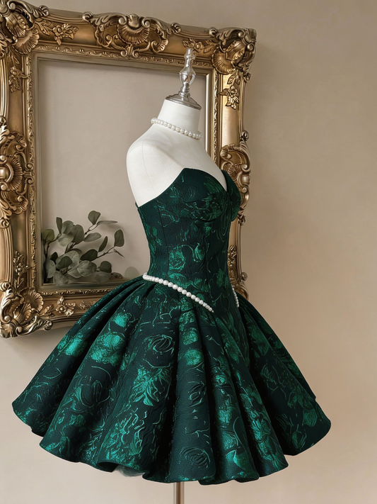 Charming Homecoming Dress Sweetheart Pleated Pearl Back to School Outfits Party Dress  D7393